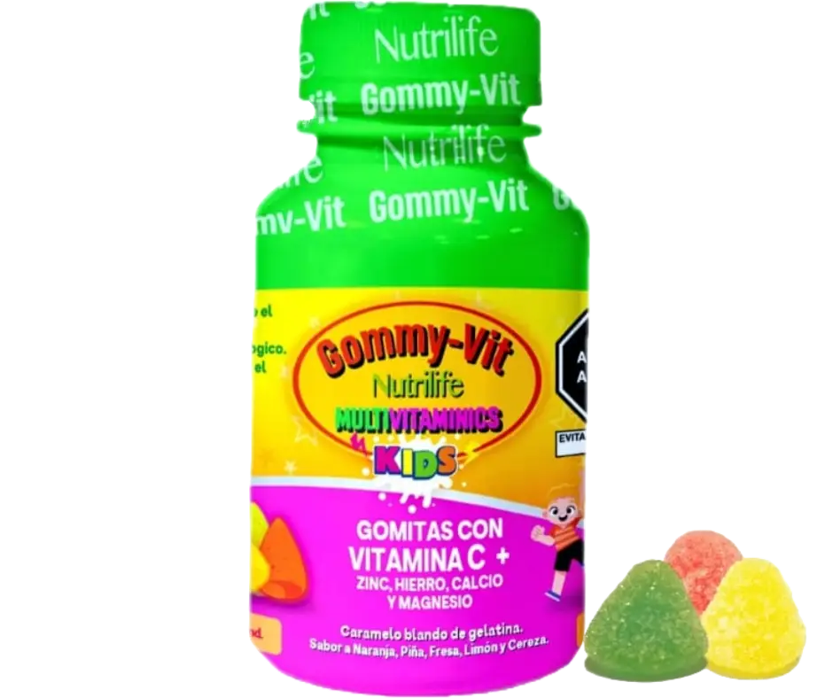 Vitaminas en Gomitas para niños con Vitamina C + Zinc, Hierro, Calcio y Magnesio-Gommy Vit Nutrilife